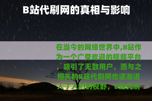 B站代刷网的真相与影响