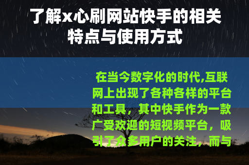 了解x心刷网站快手的相关特点与使用方式