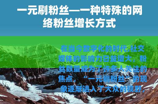 一元刷粉丝—一种特殊的网络粉丝增长方式