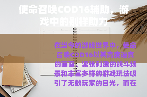 使命召唤COD16辅助，游戏中的别样助力