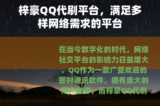 梓豪QQ代刷平台，满足多样网络需求的平台