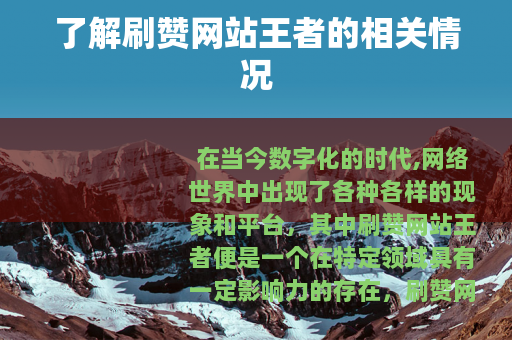 了解刷赞网站王者的相关情况
