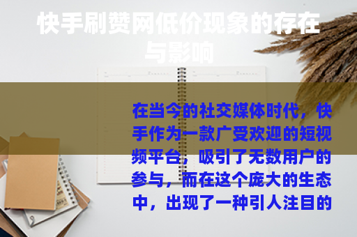 快手刷赞网低价现象的存在与影响