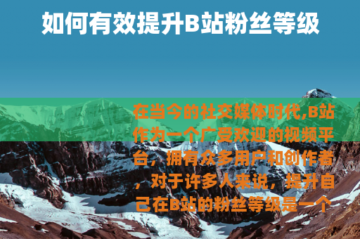 如何有效提升B站粉丝等级