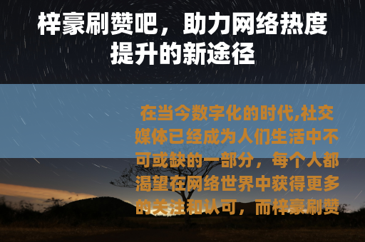 梓豪刷赞吧，助力网络热度提升的新途径
