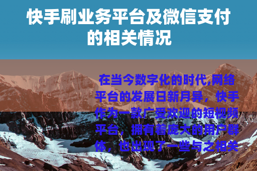 快手刷业务平台及微信支付的相关情况