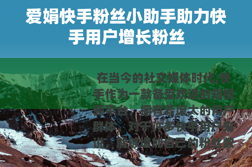 爱娟快手粉丝小助手助力快手用户增长粉丝