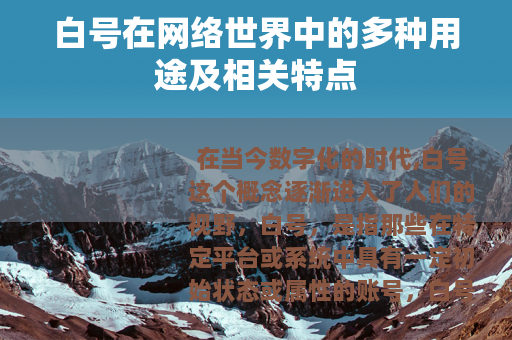 白号在网络世界中的多种用途及相关特点