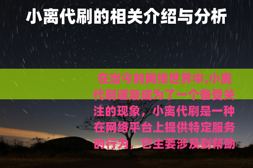 小离代刷的相关介绍与分析