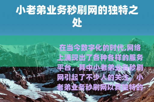 小老弟业务秒刷网的独特之处