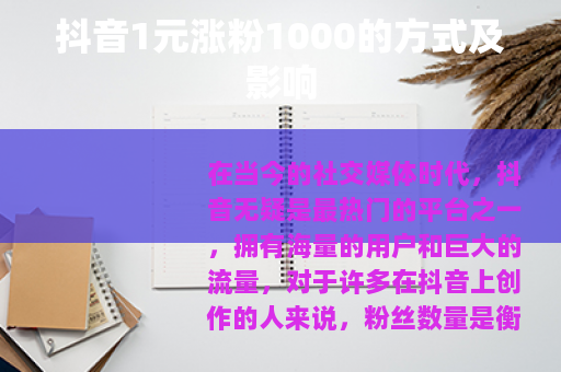 抖音1元涨粉1000的方式及影响