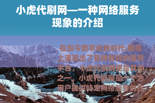 小虎代刷网—一种网络服务现象的介绍