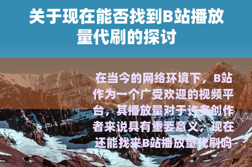 关于现在能否找到B站播放量代刷的探讨