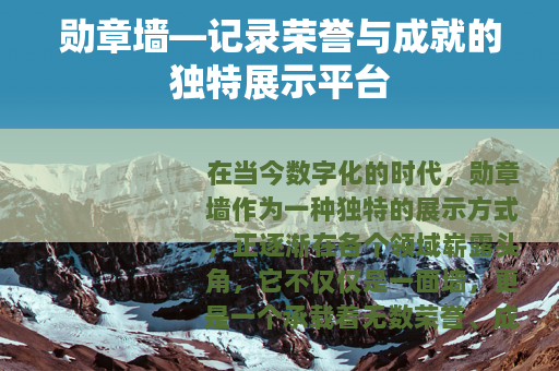 勋章墙—记录荣誉与成就的独特展示平台