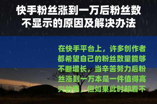 快手粉丝涨到一万后粉丝数不显示的原因及解决办法