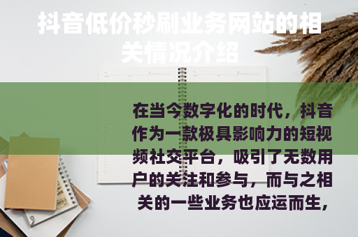 抖音低价秒刷业务网站的相关情况介绍