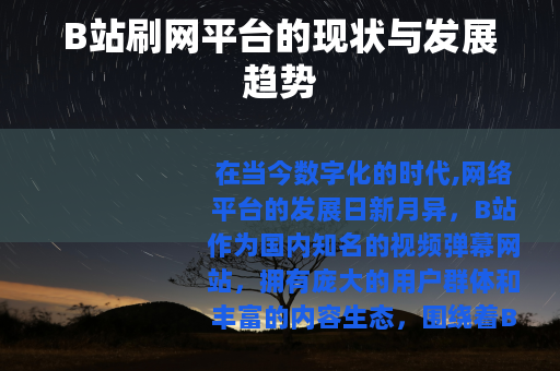B站刷网平台的现状与发展趋势