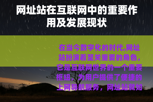 网址站在互联网中的重要作用及发展现状