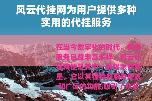 风云代挂网为用户提供多种实用的代挂服务