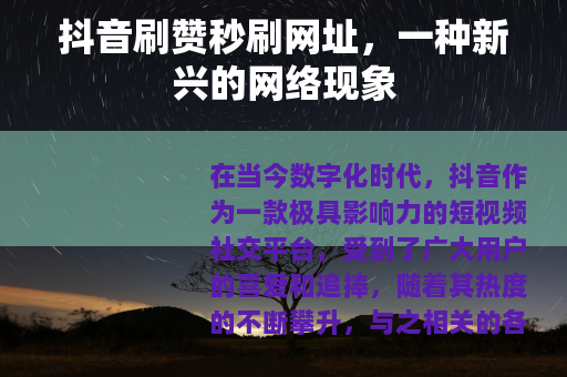 抖音刷赞秒刷网址，一种新兴的网络现象