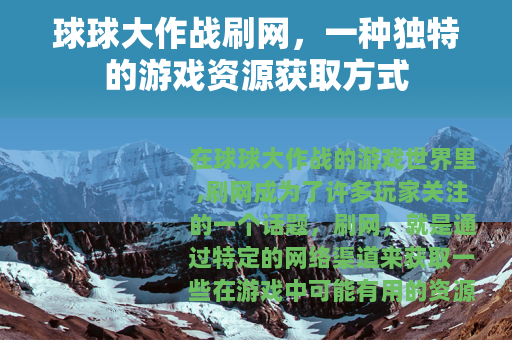 球球大作战刷网，一种独特的游戏资源获取方式