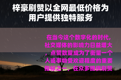梓豪刷赞以全网最低价格为用户提供独特服务