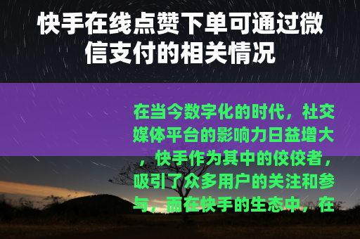 快手在线点赞下单可通过微信支付的相关情况