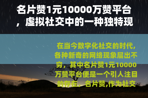 名片赞1元10000万赞平台，虚拟社交中的一种独特现象