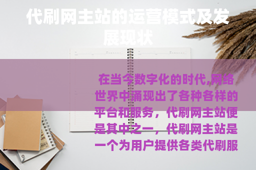 代刷网主站的运营模式及发展现状