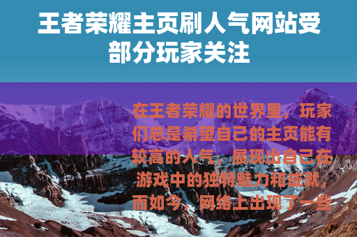 王者荣耀主页刷人气网站受部分玩家关注