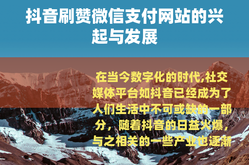 抖音刷赞微信支付网站的兴起与发展