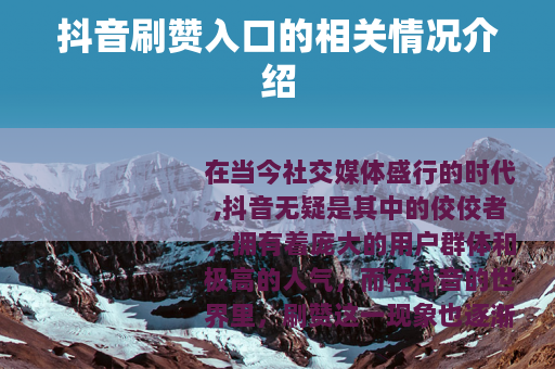 抖音刷赞入口的相关情况介绍