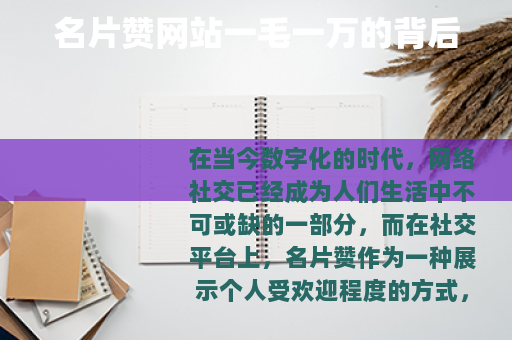 名片赞网站一毛一万的背后