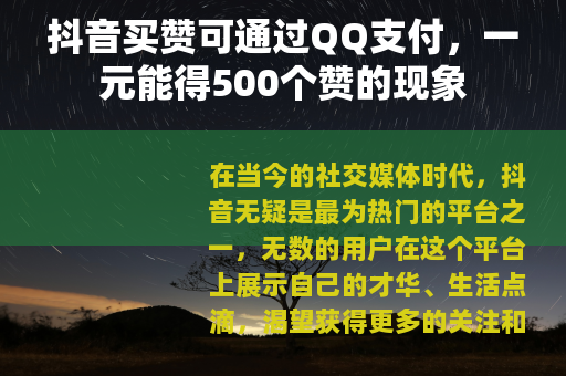 抖音买赞可通过QQ支付，一元能得500个赞的现象