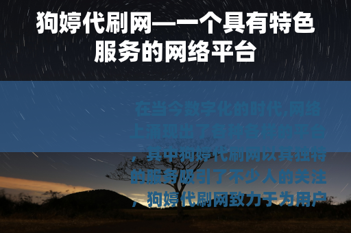 狗婷代刷网—一个具有特色服务的网络平台