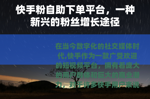 快手粉自助下单平台，一种新兴的粉丝增长途径