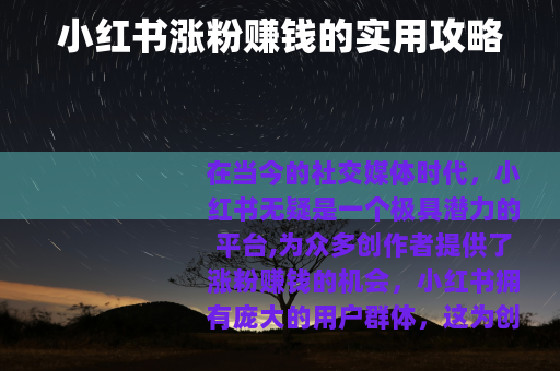 小红书涨粉赚钱的实用攻略
