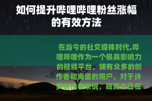 如何提升哔哩哔哩粉丝涨幅的有效方法