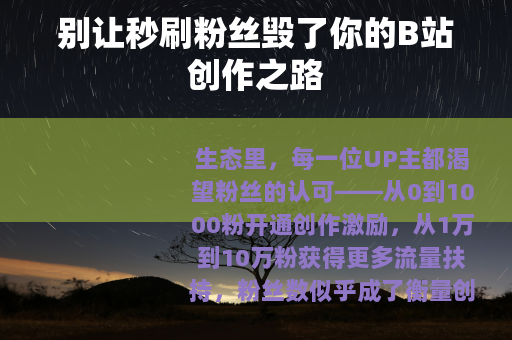 别让秒刷粉丝毁了你的B站创作之路