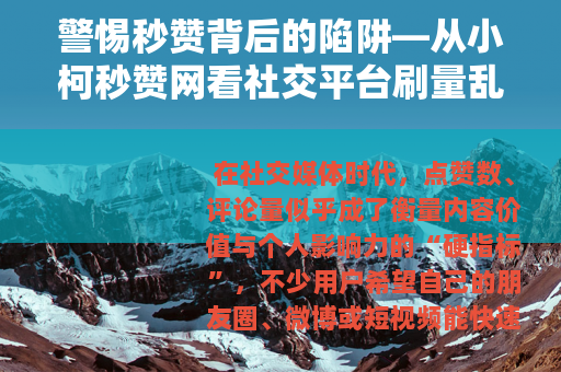 警惕秒赞背后的陷阱—从小柯秒赞网看社交平台刷量乱象