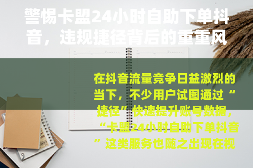 警惕卡盟24小时自助下单抖音，违规捷径背后的重重风险