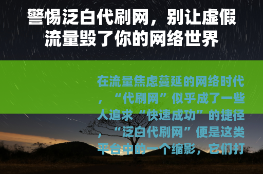 警惕泛白代刷网，别让虚假流量毁了你的网络世界