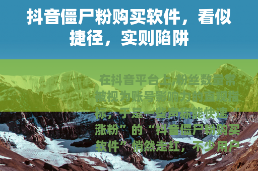 抖音僵尸粉购买软件，看似捷径，实则陷阱