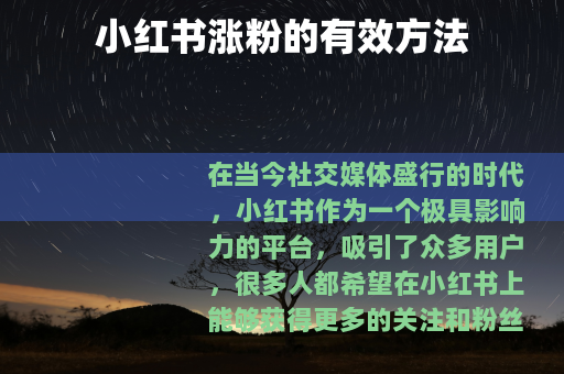 小红书涨粉的有效方法