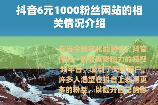 抖音6元1000粉丝网站的相关情况介绍