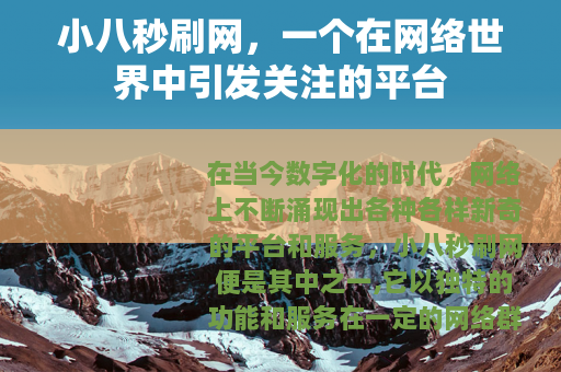 小八秒刷网，一个在网络世界中引发关注的平台