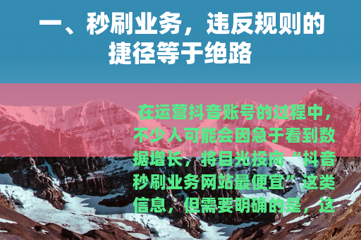一、秒刷业务，违反规则的捷径等于绝路
