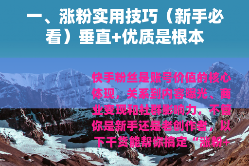 一、涨粉实用技巧（新手必看）垂直+优质是根本