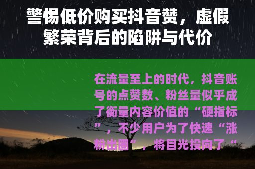 警惕低价购买抖音赞，虚假繁荣背后的陷阱与代价