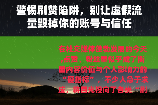 警惕刷赞陷阱，别让虚假流量毁掉你的账号与信任